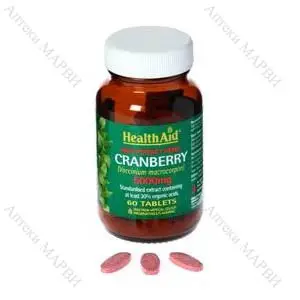 Health Aid, Червена боровинка - за здрав уринарен тракт, 5000 мг, 60 табл.