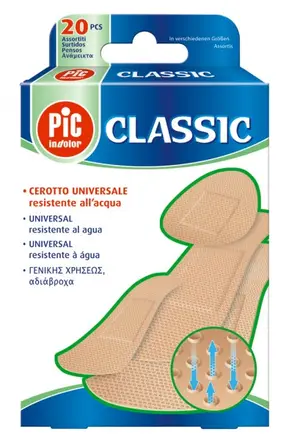 PiC Classic, Пластир Класик Асорти - Антибактериален, Водонепропусклив , 20 бр. / опак.