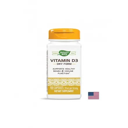 Vitamin D3 Dry Form/ Витамин D3 (сух) 400 IU х 100 капсули Nature’s Way