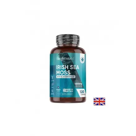 Irish sea moss 4000 mg + Фукус (кафяви водорасли) 639 mg – Детокс, храносмилане и метаболитен баланс, 120 капсули