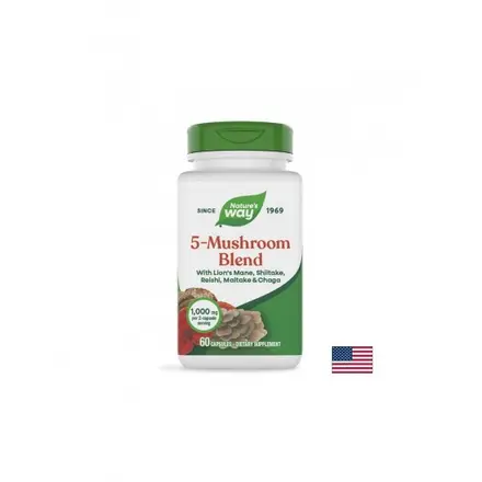 Медицински гъби 5 в 1 – Силен имунитет и повече енергия, 5-Mushroom Blend, 60 капсули