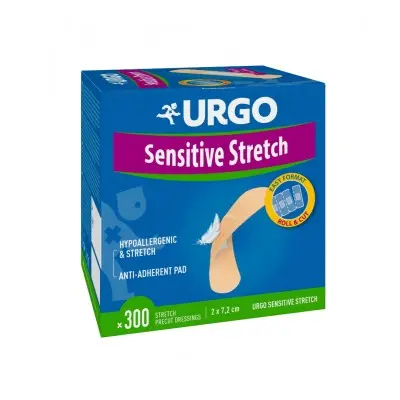 URGO SENSITIVE STRETCH PLASTERS / УРГО ХИПОАЛЕРГЕНЕН МУЛТИРАЗТЕГАЕМ ПЛАСТИР 20MM / 72MM БР. X300