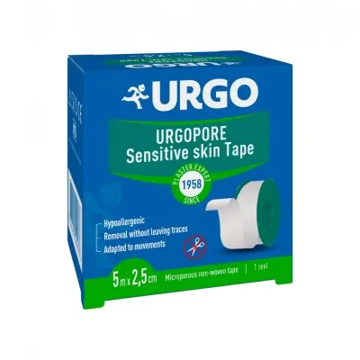 URGO URGOPORE PLASTER / УРГО УРГОПОР ХИПОАЛЕРГЕНЕН ЛЕЙКОПЛАСТ 5МЕТРА X2.5СМ