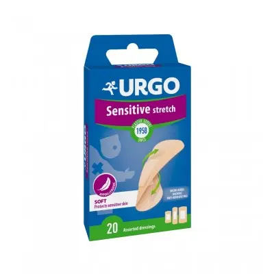 URGO SENSITIVE STRETCH PLASTERS / УРГО ХИПОАЛЕРГЕНЕН МУЛТИРАЗТЕГАЕМ ПЛАСТИР БР. X20