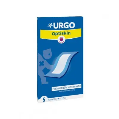 URGO OPTISKIN SEMI-PERMEABLE STERILE PLASTERS / УРГО ОПТИСКИН СТЕРИЛНИ ПОЛУПРОПУСКЛИВИ АДХЕЗИВНИ ПЛАСТИРИ 15СМ / 9СМ БР. X5