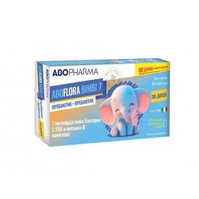 ABO PHARMA FLORA 7 BIMBI / 7 МЛРД. ЖИВИ БАКТЕРИИ ПРЕБИОТИК + СИНБИОТИК ТЕЧНИ ФЛАКОНА Х6