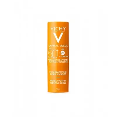 VICHY CAPITAL SOLEIL SPF50+ PROTECTIVE STICK SENSITIVE ZONES / ВИШИ КАПИТАЛ СОЛЕЙЛ SPF50+ СТИК ЗА ЧУВСТВИТЕЛНИ ЗОНИ ЗА ЛИЦЕ И ТЯЛО 9 ГР