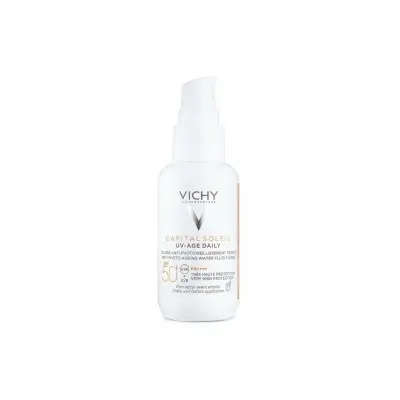 VICHY CAPITAL SOLEIL UV AGE DAILY SPF50+ TINTED FLUID / ВИШИ КАПИТАЛ СОЛЕЙ УВ ЕЙДЖ ДЕЙЛИ SPF50+ ТОНИРАН ФЛУИД ПРОТИВ ФОТОСТАРЕЕНЕ 40 МЛ
