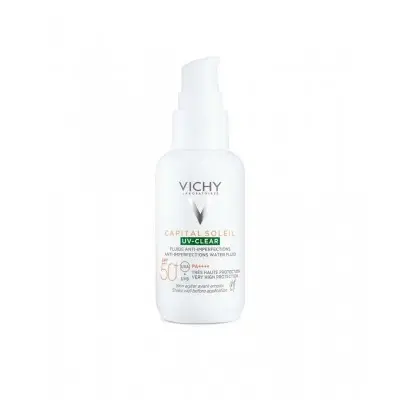 VICHY CAPITAL SOLEIL UV CLEAR SPF50+ ANTI IMPERFECTIONS FLUID / ВИШИ КАПИТАЛ СОЛЕЙ УВ КЛИЪР SPF50+ ФЛУИД ПРОТИВ НЕСЪВЪРШЕНСТВА 40 МЛ