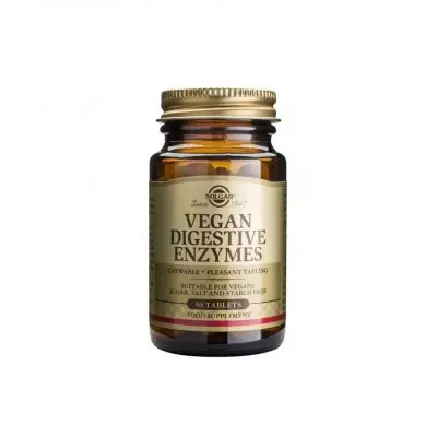 SOLGAR VEGAN DIGESTIVE ENZYMES / СОЛГАР ВЕГАНСКИ ХРАНОСМИЛАТЕЛНИ ЕНЗИМИ ТАБЛ. X 50