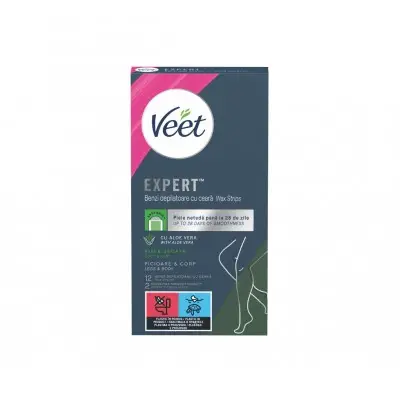 VEET EXPERT DRY ALOE / ЕПИЛИРАЩИ ЛЕНТИ ЗА ТЯЛО С АЛОЕ ВЕРА ЗА НОРМАЛНА И СУХА КОЖА БР. X12
