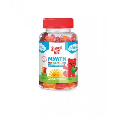 SUPRAVIT KIDS / СУПРАВИТ МУЛТИВИТАМИНИ С ЦИНК И ВИТАМИН С ЖЕЛИРАНИ МЕЧЕТА БР. X 60
