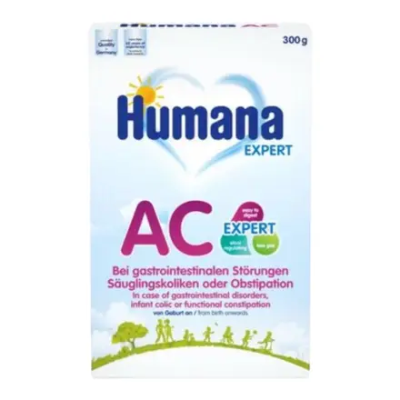 Humana ac expert храна при стомашно-чревни нарушения, колики или функционален запек при кърмачета веднага след раждането x300 грама