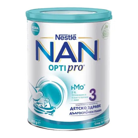 Nestlé® NAN® OPTIPRO® 3 HM-O®, Висококачествено обогатено преходно мляко, след 12-тия месец , метална кутия, 800 гр.
