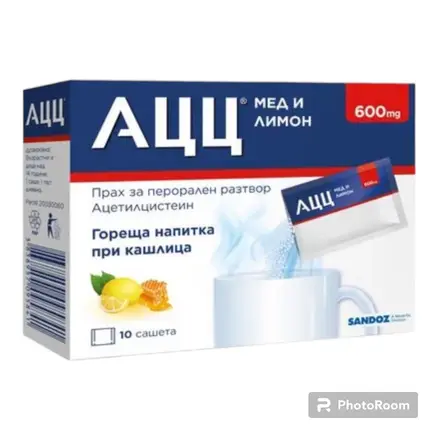 АЦЦ Мед И Лимон 600мг Прах За Перорален Разтвор х 10Броя
