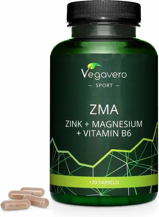 Vegavero ZMA (Zinc + Magnesium + Vitamin B6) Цинк + Магнезий и Витамин В6 Хранителна добавка, 120 капсули