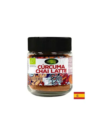 За овкусяване на напитки – билкова смес Curcuma Chai Latte – С куркума, кардамон и други био подправки, 60 g, прах