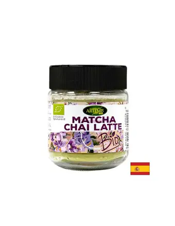 За овкусяване на напитки – билкова смес Matcha Chai Latte – С матча, индийско орехче и други био подправки, 60 g, прах