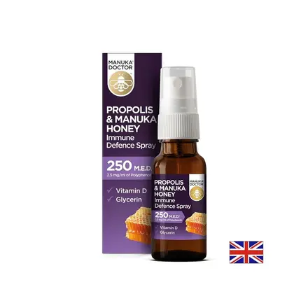 Propolis & Manuka Honey Immune Defence Spray 250 M.E.D/ Спрей за гърло с прополис (250 M.E.D), мед от манука и витамин D3, 20 ml