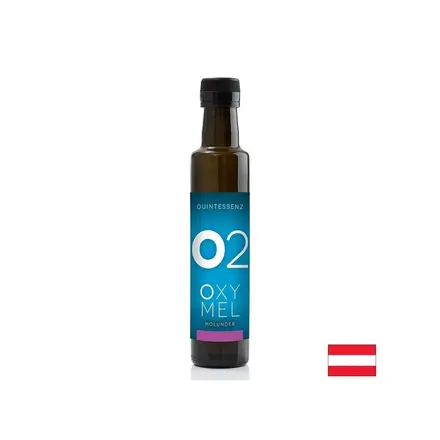 Био сок от бъз с джинджифил и куркума Oxymel O2 - За имунитета, чернодробното и стомашното здраве, 250 ml