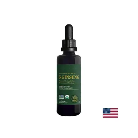 5 Ginseng Raw Herbal Extract™ – Енергия, издръжливост и жизнен тонус с 5 вида женшен, 59.2 ml капки