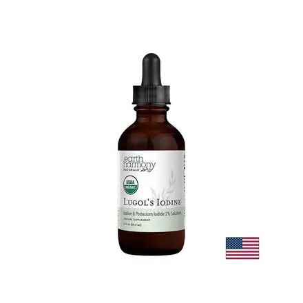 Щитовидна жлеза - Луголов разтвор (Йод + Калиев йодид), 1000 µg х 59.2 ml капки Earth Harmony Naturals