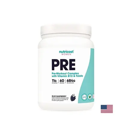 Pre-Workout - Енергиен метаболизъм (формула за жени), 330 g х 60 дози, прах, с вкус на синя малина