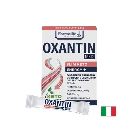 HMB 2000 mg + L-Карнитин 1000 mg + Зелен чай – Контрол на теглото и кето баланс, Oxantin Med Slim Keto Energy+, 15 сашета