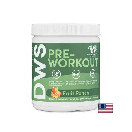 Pre-Workout L-Цитрулин 3000 mg + Бета аланин 1600 mg + Кофеин 175 mg – Енергия и издръжливост, плодов пунш, 253 g, 30 дози, прах