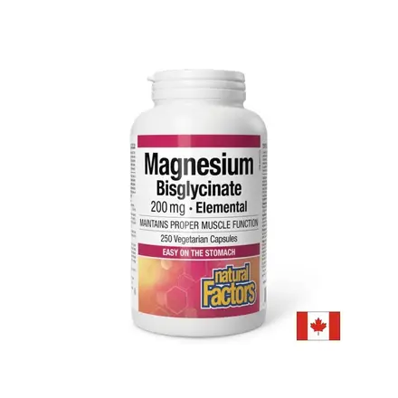 Магнезий бисглицинат 200 mg, 250 V капсули Magnesium Bisglycinate Pure Natural Factors