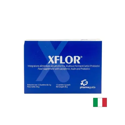 Лактоферин 100 mg + инулин и 13 млрд. активни пробиотици, 12 сашета, XFLOR, PharmaGuida