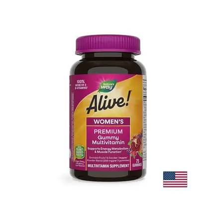 Alive! Women's Premium Gummies Multivitamin / Алайв! Премиум мултивитамини за жени, 75 желирани таблетки Nature’s Way
