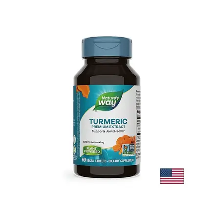 Куркума екстракт от корен - Turmeric 500 mg, стандартизиран до 95% куркуминоиди, 60 таблетки Nature’s Way
