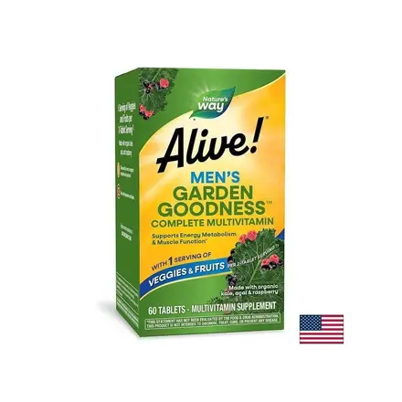 Alive! Garden Goodness™ Men`s Multi-Vitamin/ Алайв! Мултивитамини за мъже х 60 таблетки Nature’s Way