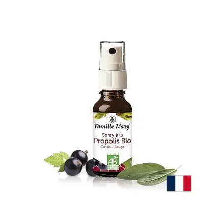Spray à la Propolis Bio / Спрей за гърло с кафяв прополис, салвия и касис, 20 ml Famille Mary