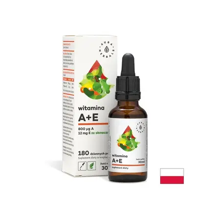 Зрение и имунитет - Витамин А (800 μg) + Е (12 mg), 30 ml капки Aura Herbals