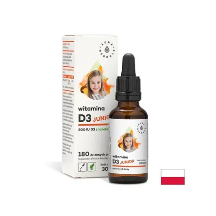 Имунна и костна система - Витамин D3 (800 IU) - за деца и възрастни, 30 ml капки Aura Herbals