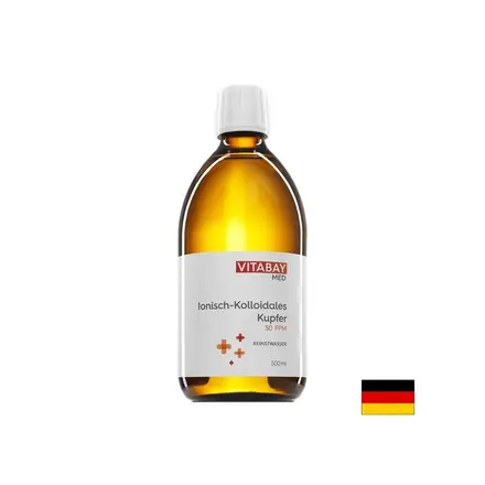 MED Kolloidales Kupfer 50 PPM - Колоидна мед 50 PPM, силно концентрирана (степен на чистота 99,99%), 500 ml Vitabay