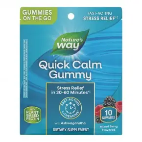 Quick Calm Ашваганда + Л-Теанин х 10 желирани таблетки / Nature's way