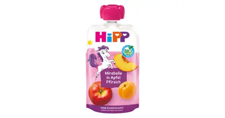 HIPP 42506 БИО ПЛОДОВА ЗАКУСКА СЛИВА, ЯБЪЛКА И ПРАСКОВА ОТ 1 ГОДИНА 100ГР