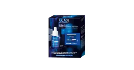 URIAGE BARIEDERM CICA DAILY КОМПЛЕКТ МУЛТИФУНКЦИОНАЛЕН СЕРУМ С ПРЕБИОТИК 30МЛ + ВЪЗСТАНОВЯВАЩ КРЕМ КОНЦЕНТРАТ 15МЛ
