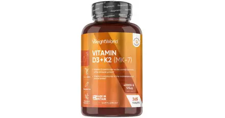 Витамин D3 4000 IU + K2 125 µg х 365 таблетки, WeightWorld