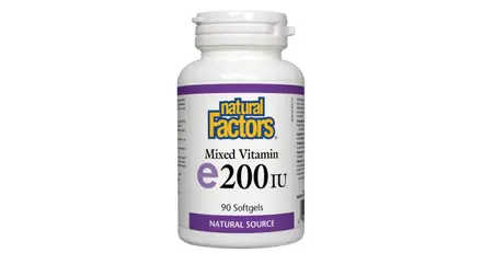 NATURAL FACTORS/ Витамин E 200 IU/ 134 mg (токофероли микс)/ 90 софтгел капсули