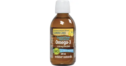 WEBBER NATURALS/Crystal Clean from the sea®/ Omega-3 1250 mg (EPA/DHA 750/500) + витамин D3 1000 IU/ 200 ml