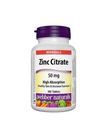 Webber Naturals Цинк цитрат За имунитет и хормонален баланс 50 мг x180 таблетки