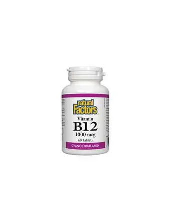 Natural Factors Витамин B12, 1000 mcg За нервната система, енергийния метаболизъм и сърдечната функция x60 таблетки