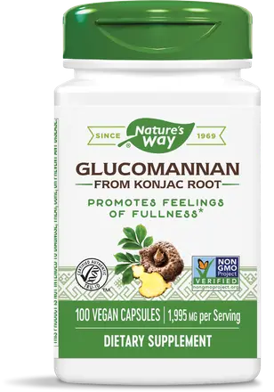 Nature’s Way Glucomannan from Konjac Root Глюкоманан от корен на Конджак При затлъстяване 665 mg 100 капсули