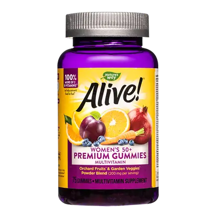 Nature’s Way Alive! Women’s 50+ Premium Gummies multivitamin Алайв! Премиум мултивитамини за жени 50+ 75 желирани таблетки