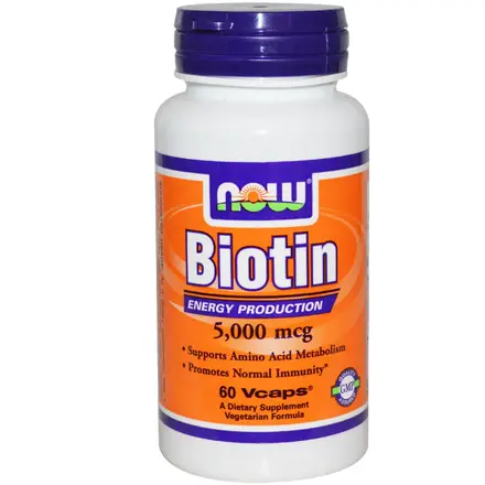 Now Foods Биотин Витамин B7 при косопад за здрава кожа коса и нокти 5000 мкг 60 капсули