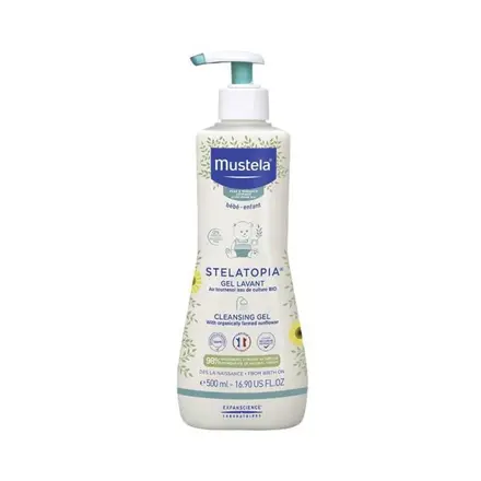 Mustela Стелатопия Успокояващ душ крем за бебета и деца с атопична кожа без парфюм 500мл